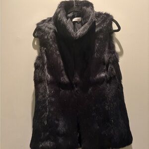 Barney’s New York Black Faux Fur Vest
